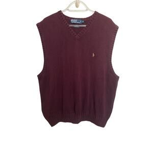Polo Ralph Lauren Cotton Pullover Sweater Golf Vest Size XL Burgundy
